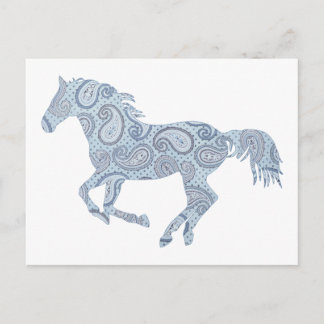 Postal Caballo Paisley Azul