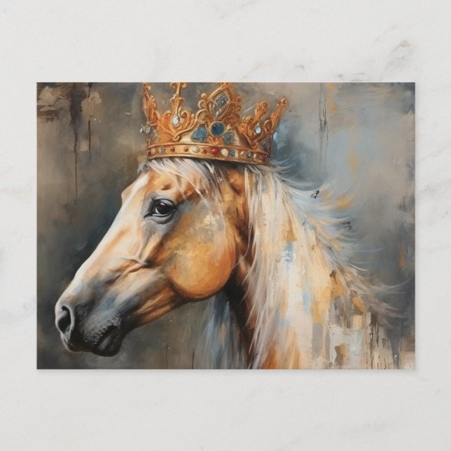 Postal Caballo Palomino con corona (Anverso)