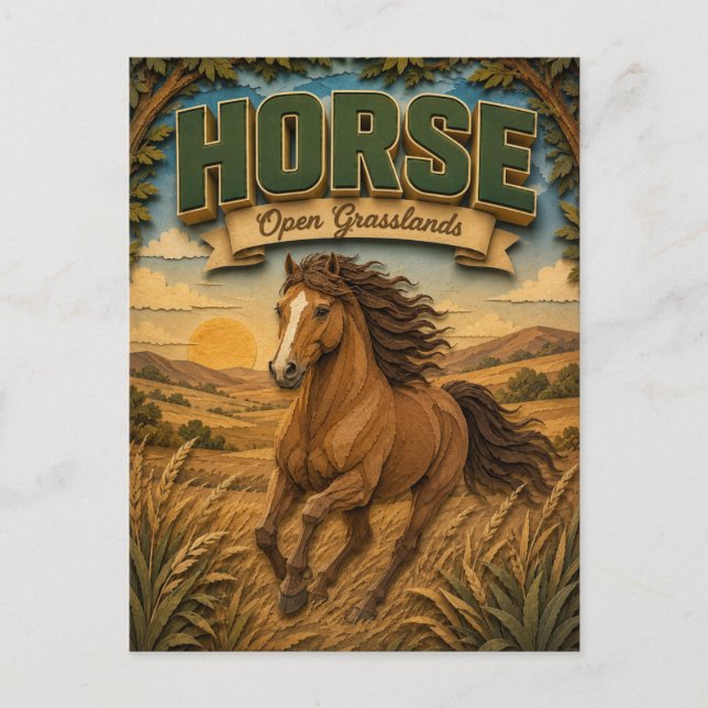 Postal Caballo Praderas Abiertas POPCUT (Anverso)