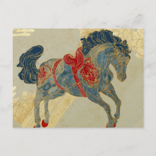 Postal Caballo Real Azul Ornate 