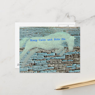 Postal Caballo Saltando Mixed Media Azul
