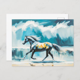 Postal Caballo salvaje corriendo a lo largo de la costa