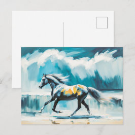 Postal Caballo salvaje corriendo a lo largo de la costa