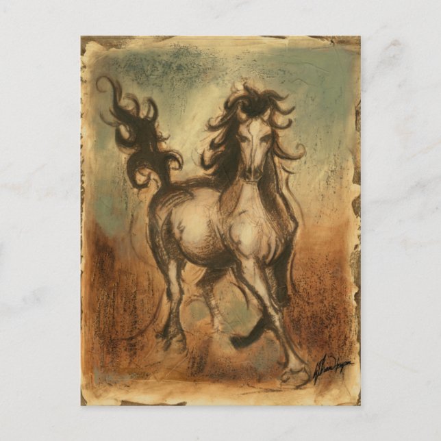 Postal Caballo salvaje y colores cálidos (Anverso)