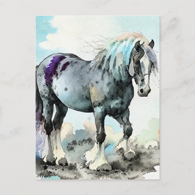 Postal Caballo Shire Acuarela (Anverso)