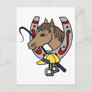 Postal Caballo vintage, herradura y tatuaje capo