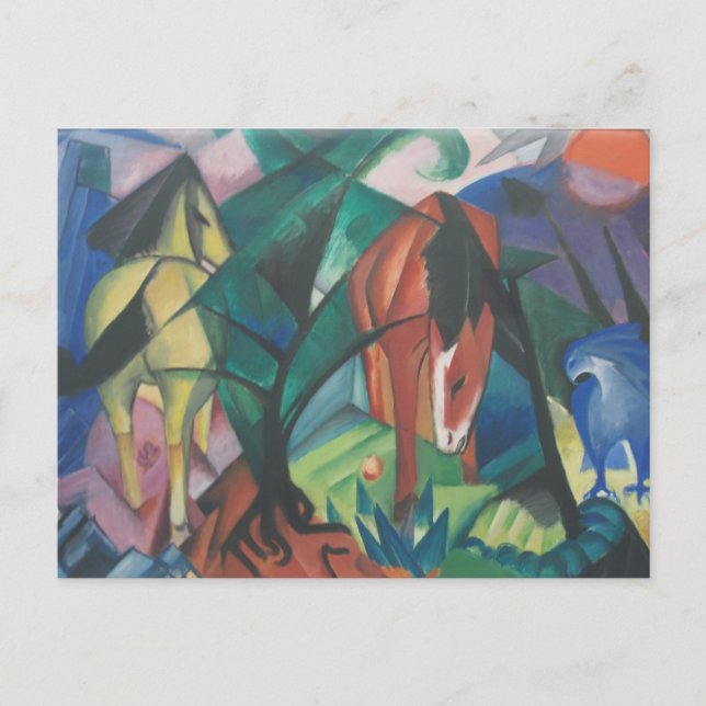 Postal Caballo y águila de Franz Marc, arte de cubismo vi (Anverso)