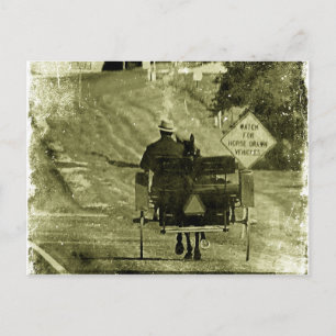 Postal Caballo y buggy Sepia Grunge