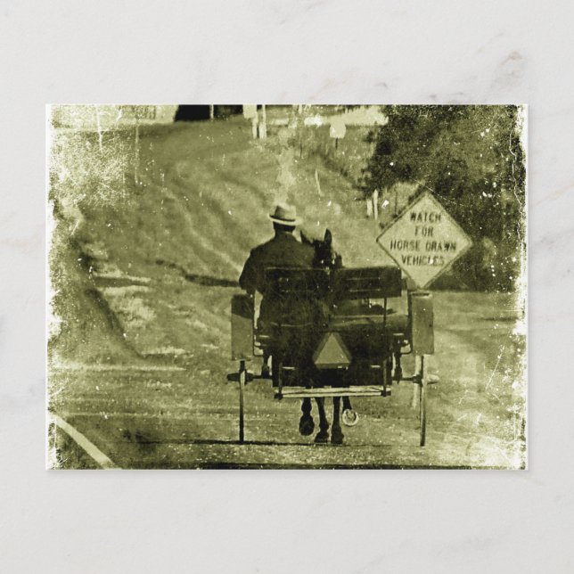 Postal Caballo y buggy Sepia Grunge (Anverso)