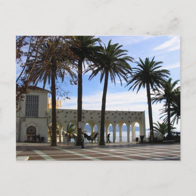 Postal Caballo y carro en la "promenade" en Nerja, España (Anverso)