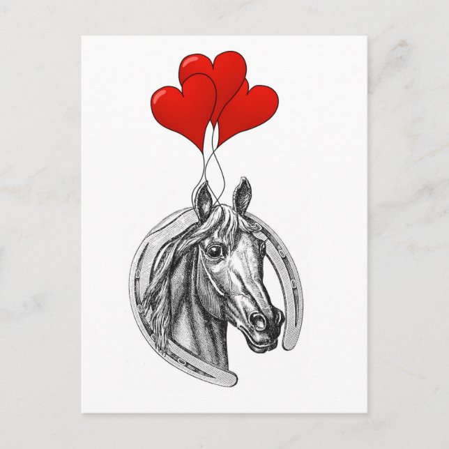 Postal Caballo y corazón (Anverso)