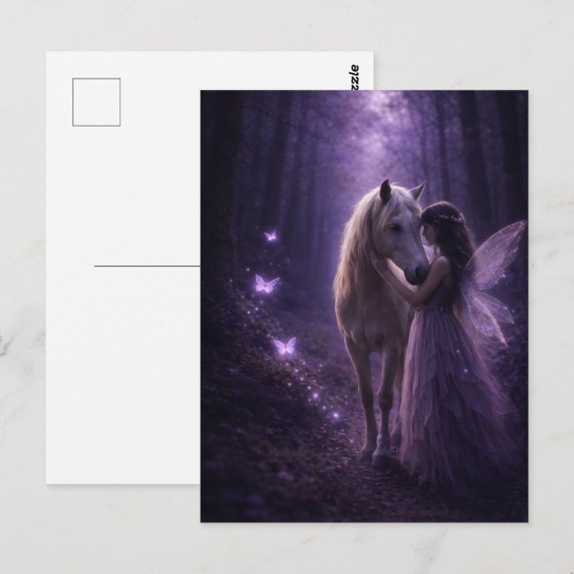 Postal Caballo y niña mágicos (Anverso / Reverso)