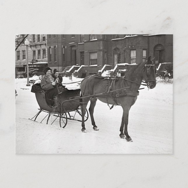 Postal Caballo y Sleigh, 1935 (Anverso)
