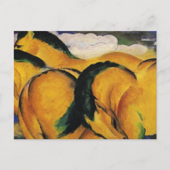 Postal Caballos Amarillos pequeños 1912 por Franz Marc (Anverso)