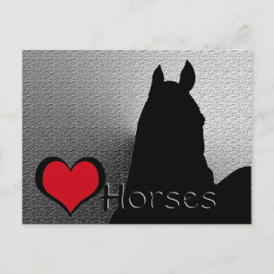 Postal Caballos cardíacos I Corazón Rojo (metálico platea