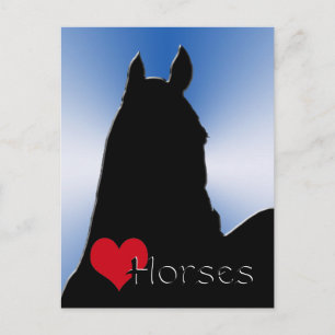 Postal Caballos cardíacos I (ráfaga metálica azul)