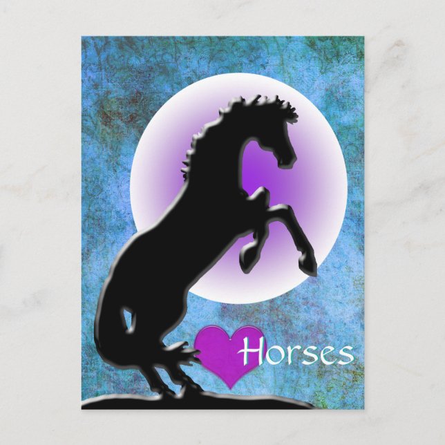 Postal Caballos cardíacos V (azul/verde) (Anverso)
