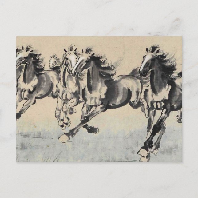 Postal Caballos corriendo (Anverso)