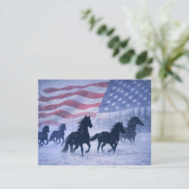 Postal Caballos Country Western de Navidad (Anverso de pie)