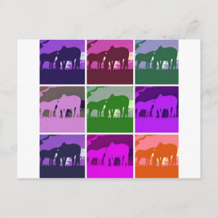 Postal Caballos de arte pop