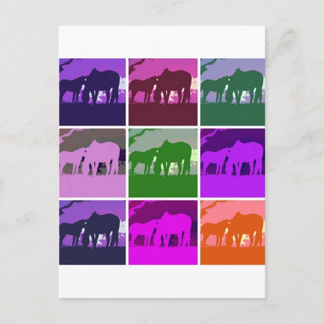 Postal Caballos de arte pop (Anverso)