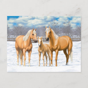 Postal Caballos De Barrio Palomino En Nieve