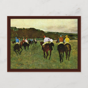 Postal Caballos De Carrera En Longchamp Por Edgar Degas
