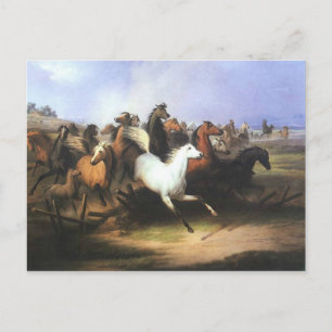 Postal Caballos de carreras de arte clásico