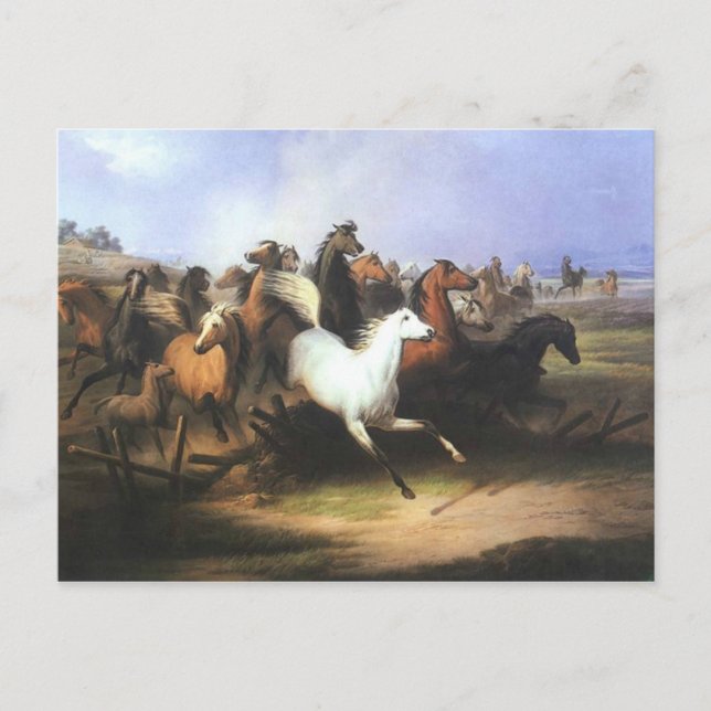 Postal Caballos de carreras de arte clásico (Anverso)