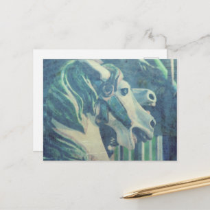 Postal Caballos de Carrusel Recuerdan Días de Verano