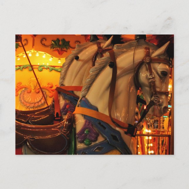 Postal Caballos de carrusel vintage (Anverso)