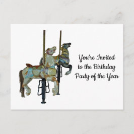 Postal Caballos de Carusel Bonito Tiovivo Cumpleaños