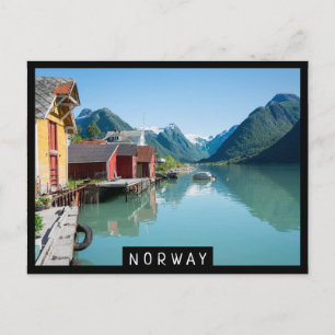 Postal Caballos de colores y fiordo en Noruega