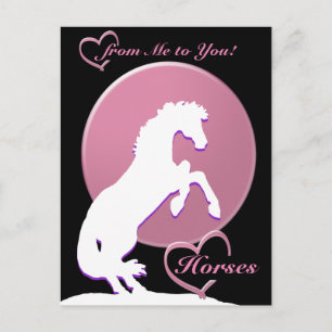 Postal Caballos de Corazón Blanco V (Rosa)