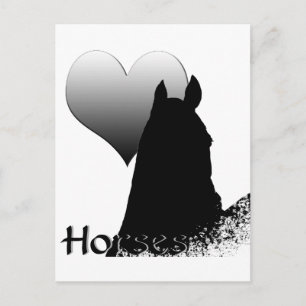 Postal Caballos de Corazón I (corazón plateado)