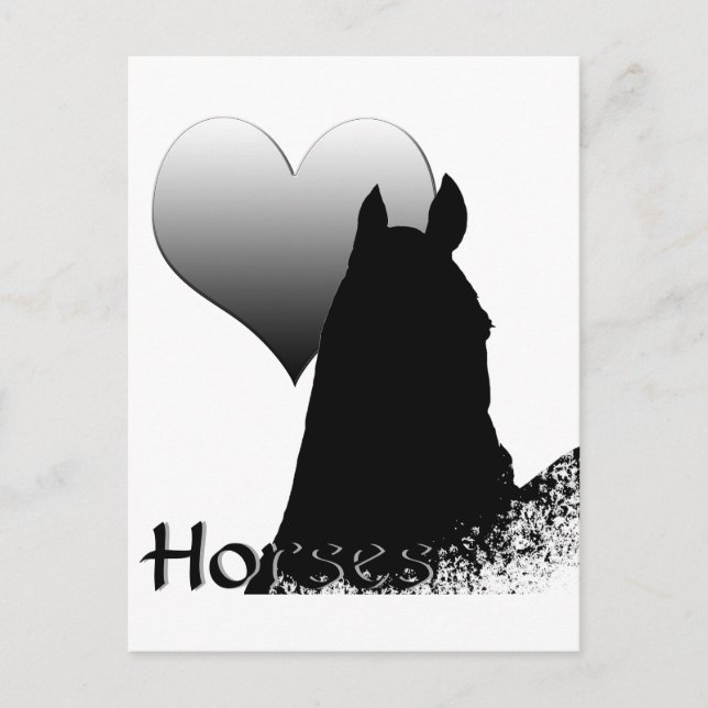 Postal Caballos de Corazón I (corazón plateado) (Anverso)