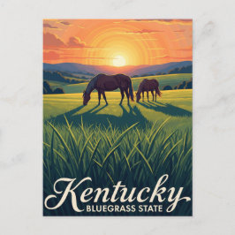Postal Caballos de Lexington Kentucky Sunset