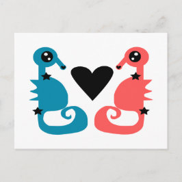 Postal Caballos de mar divinos enamorados