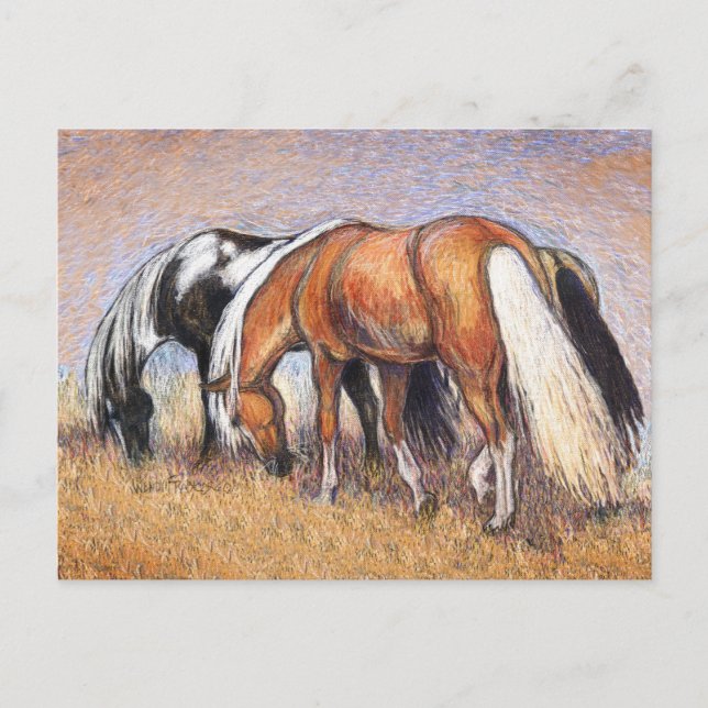Postal Caballos de moda (Anverso)