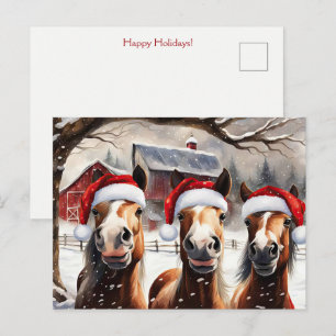 Postal Caballos de Navidad Divertidas y Divertidas Fiesta