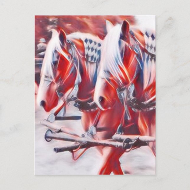 Postal Caballos de trabajo (Anverso)