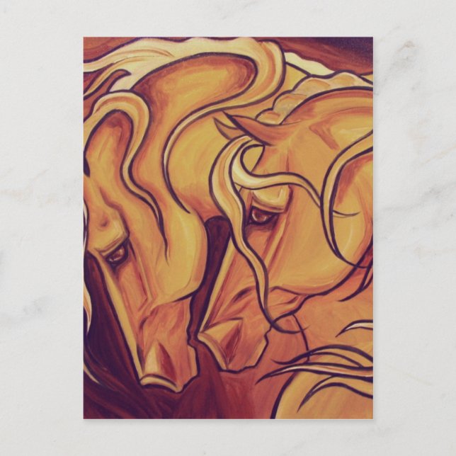 Postal Caballos dorados (Anverso)