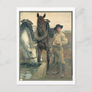 Postal Caballos en el Abrevadero, 1884 (óleo sobre lienzo