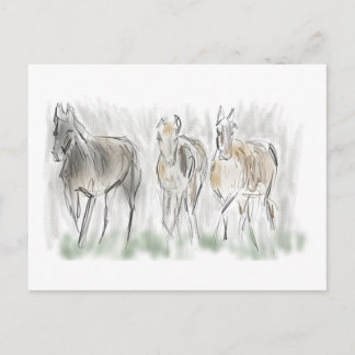 Postal Caballos en funcionamiento abstractos