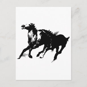 Postal Caballos en marcha