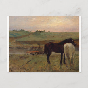 Postal Caballos en una pradera de Edgar Degas