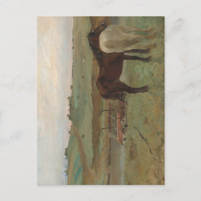 Postal Caballos en una pradera, pintura al petróleo, Edga (Anverso)