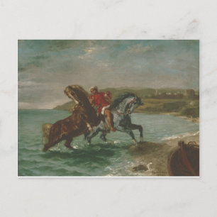 Postal Caballos Eugene Delacroix saliendo del mar