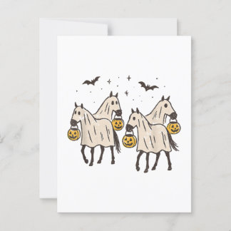 Postal Caballos Fantasmas Lindos Halloween Truco o Trato