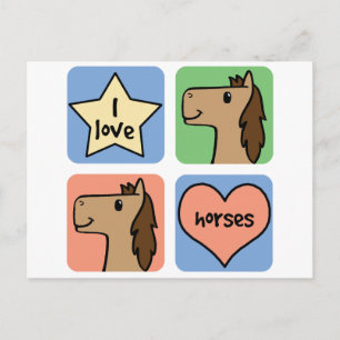 Postal Caballos lindos del amor del clip art I del dibujo